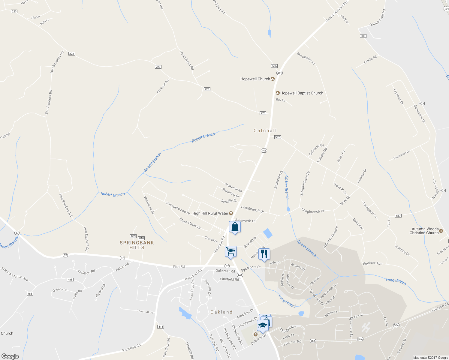 map of restaurants, bars, coffee shops, grocery stores, and more near 5515 Shakemia Road in Dalzell