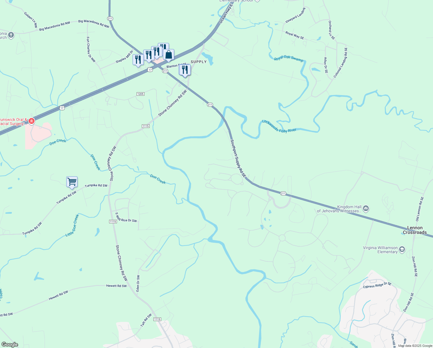 map of restaurants, bars, coffee shops, grocery stores, and more near 171 Bremerton Drive Southeast in Bolivia