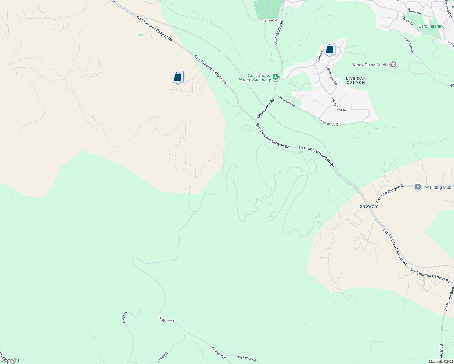 map of restaurants, bars, coffee shops, grocery stores, and more near 9355 Smiley Boulevard in Redlands