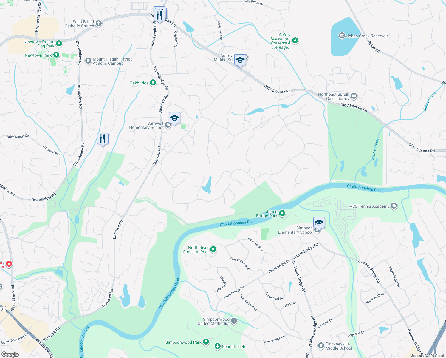 map of restaurants, bars, coffee shops, grocery stores, and more near 920 Tiverton Lane in Alpharetta