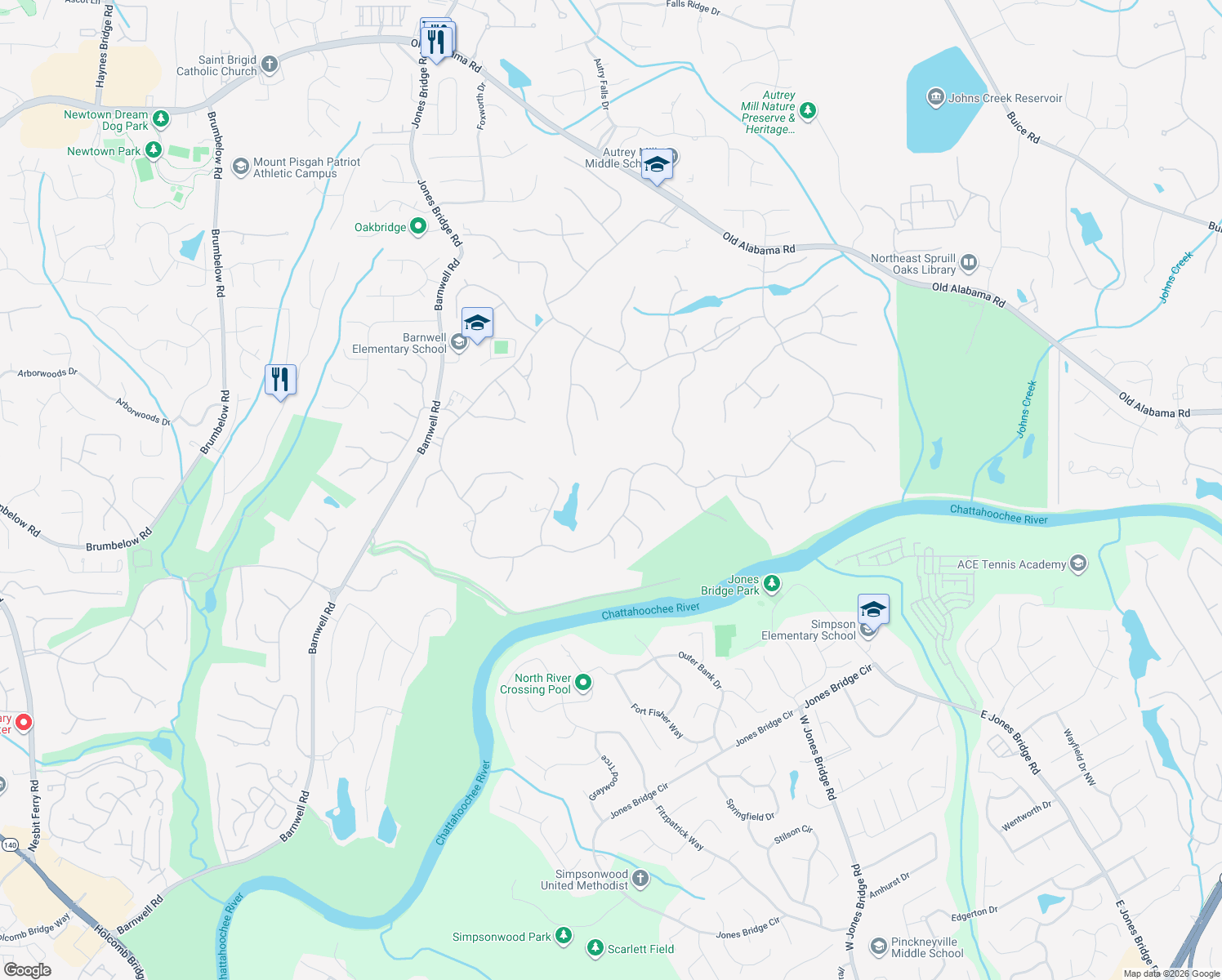 map of restaurants, bars, coffee shops, grocery stores, and more near 920 Tiverton Lane in Alpharetta