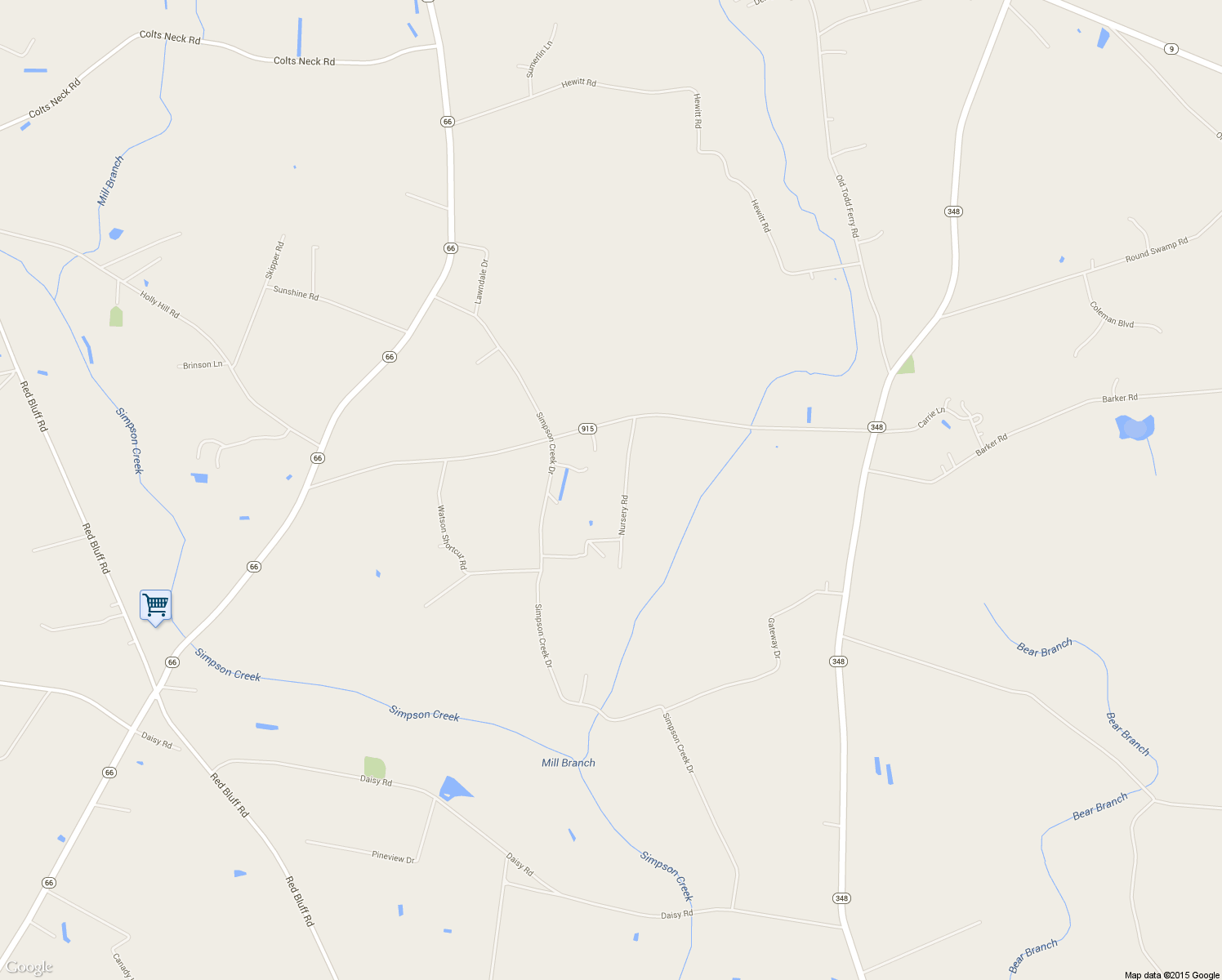 map of restaurants, bars, coffee shops, grocery stores, and more near 1206 Nursery Road in Loris