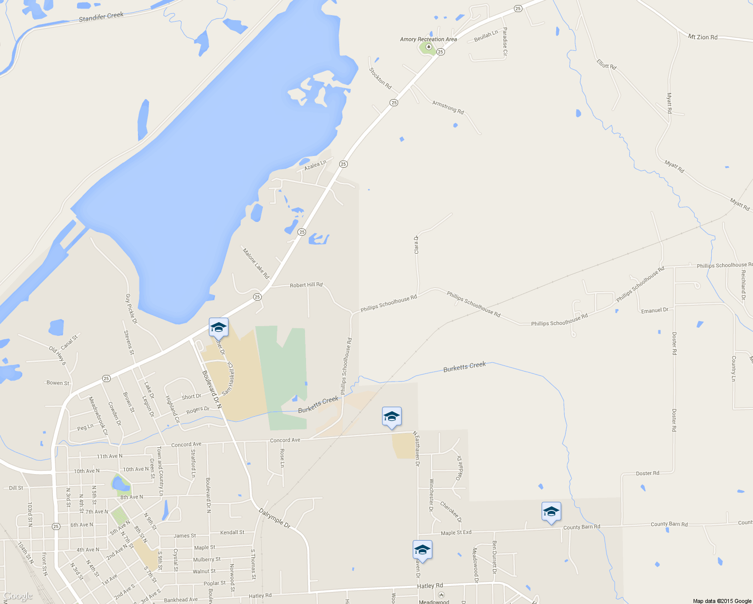 map of restaurants, bars, coffee shops, grocery stores, and more near 60081 Phillips Schoolhouse Road in Amory