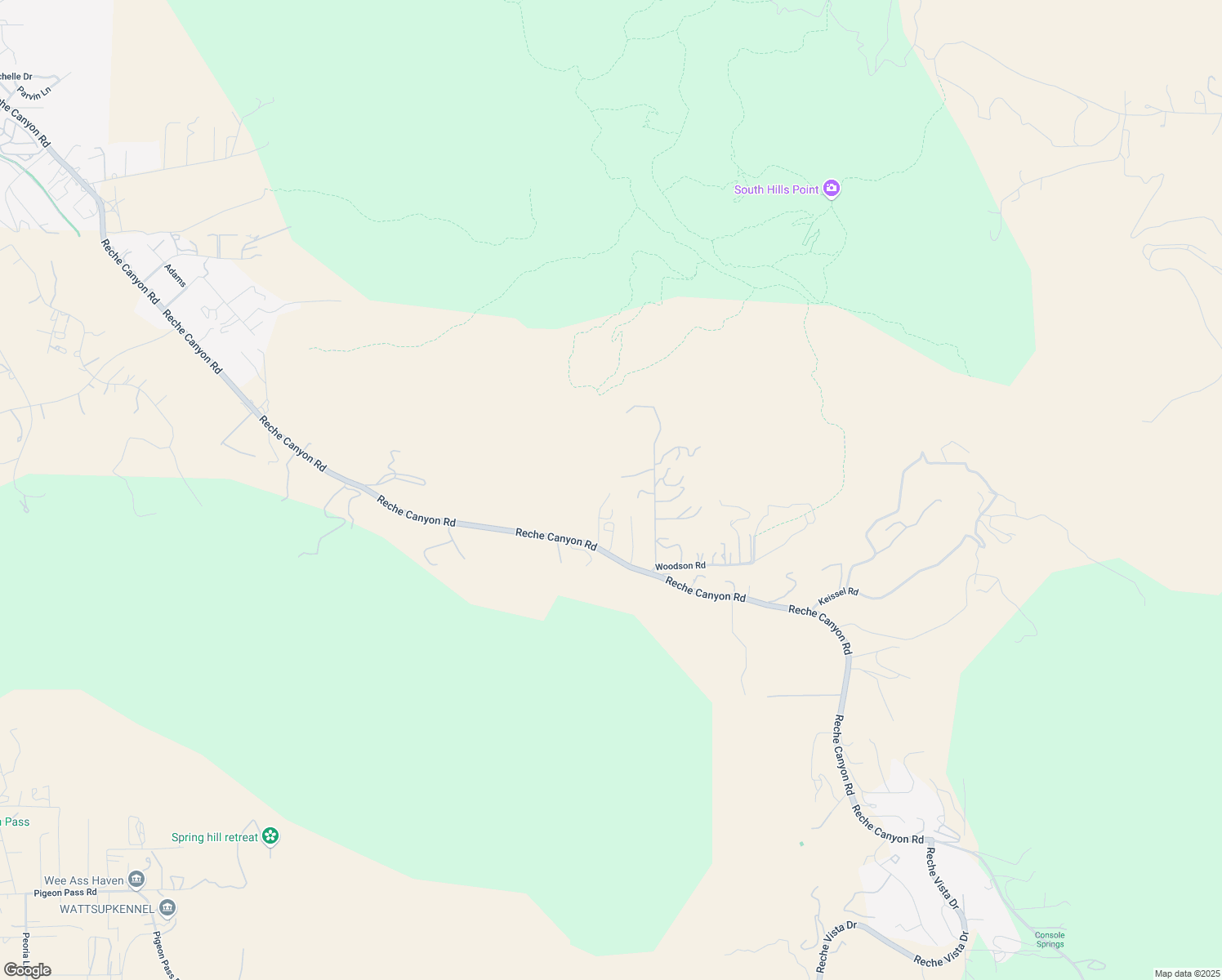 map of restaurants, bars, coffee shops, grocery stores, and more near 7900 Reche Canyon Road in Colton
