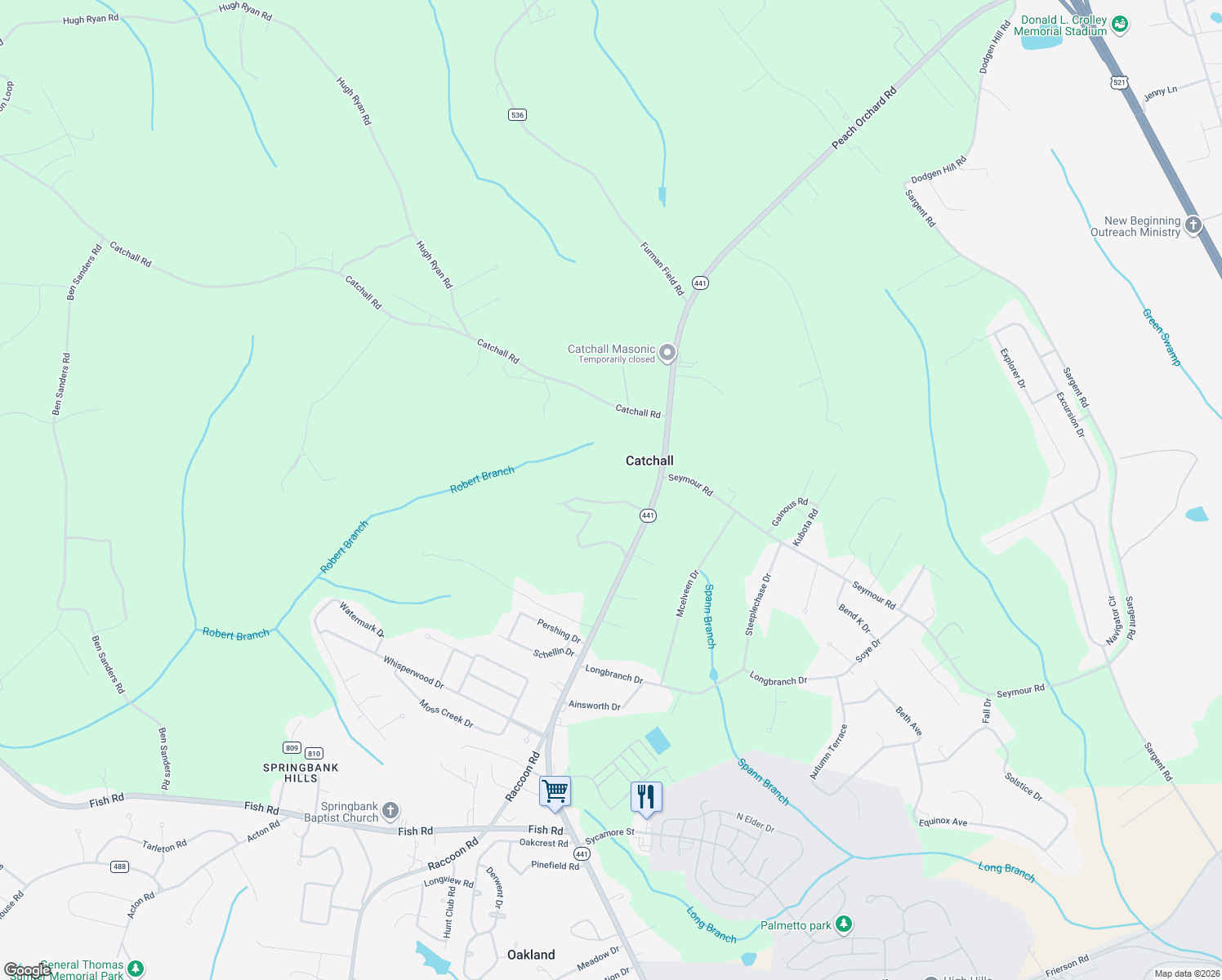 map of restaurants, bars, coffee shops, grocery stores, and more near 5495 Water Tower Road in Dalzell