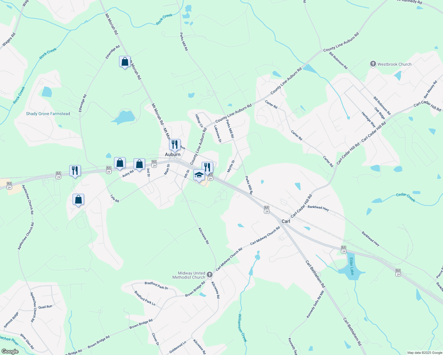 map of restaurants, bars, coffee shops, grocery stores, and more near 1277 4th Avenue in Auburn