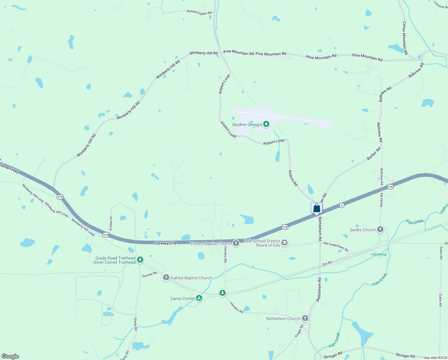 map of restaurants, bars, coffee shops, grocery stores, and more near 363 Sunset Loop in Cedartown