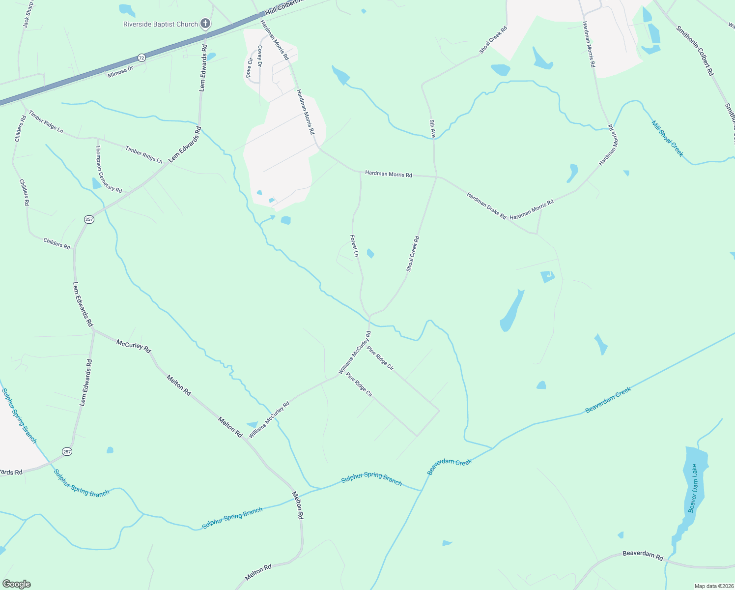 map of restaurants, bars, coffee shops, grocery stores, and more near 621 Forest Lane in Colbert