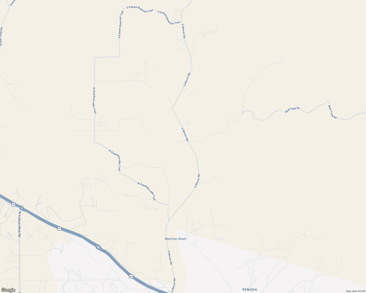 map of restaurants, bars, coffee shops, grocery stores, and more near 37240 South Rincon Road in Wickenburg