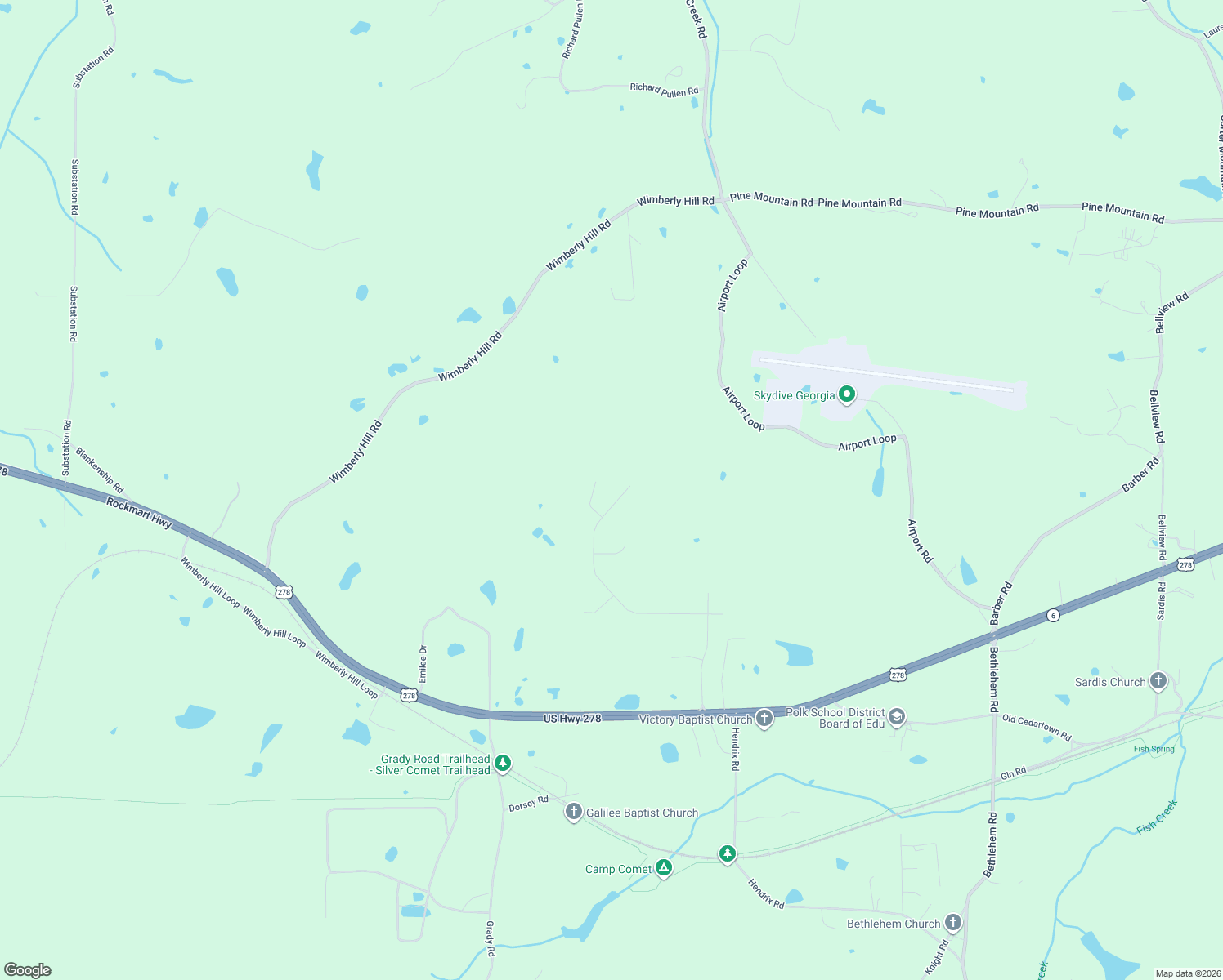 map of restaurants, bars, coffee shops, grocery stores, and more near 363 Sunset Loop in Cedartown