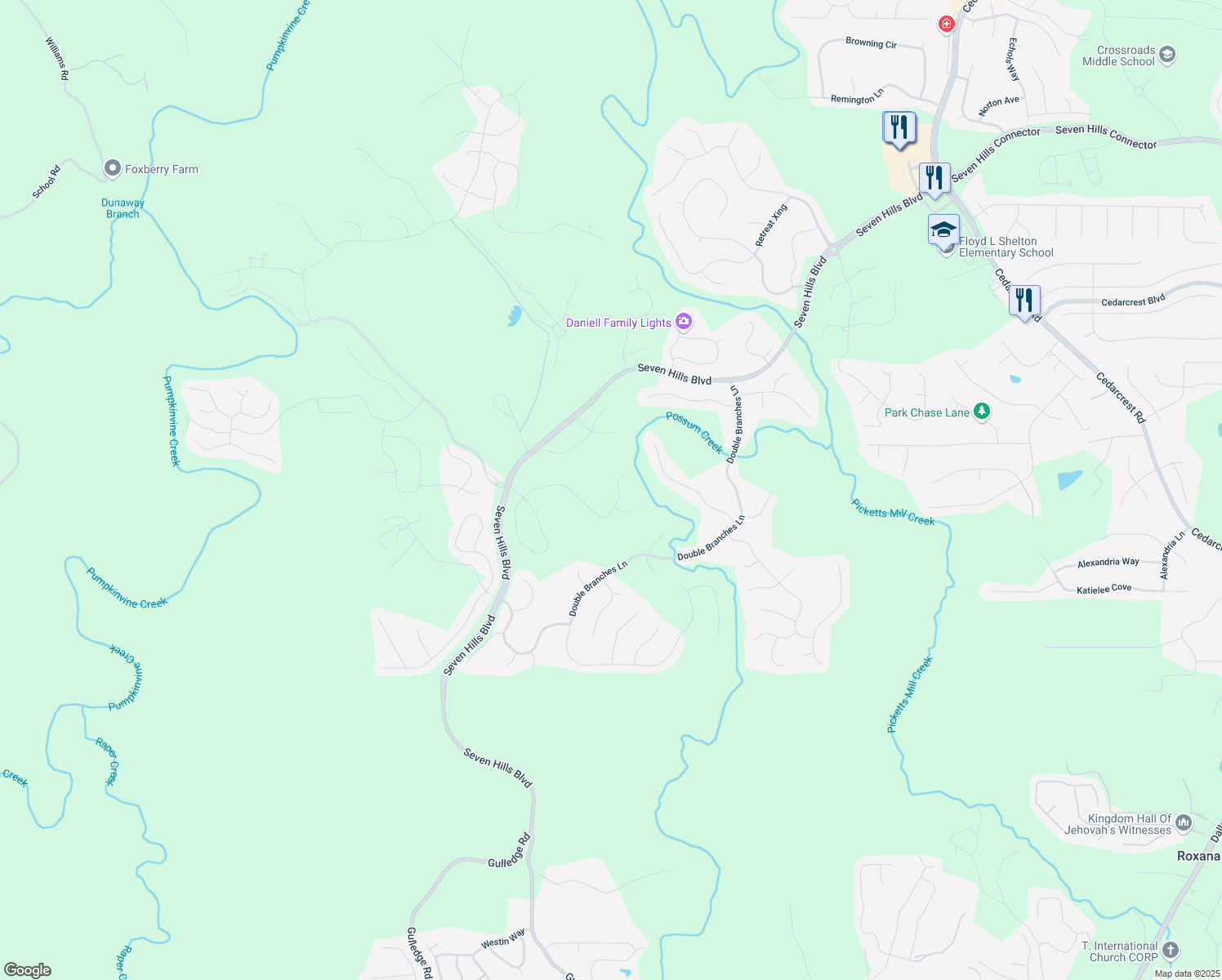 map of restaurants, bars, coffee shops, grocery stores, and more near 439 Cobblestone Trail in Dallas