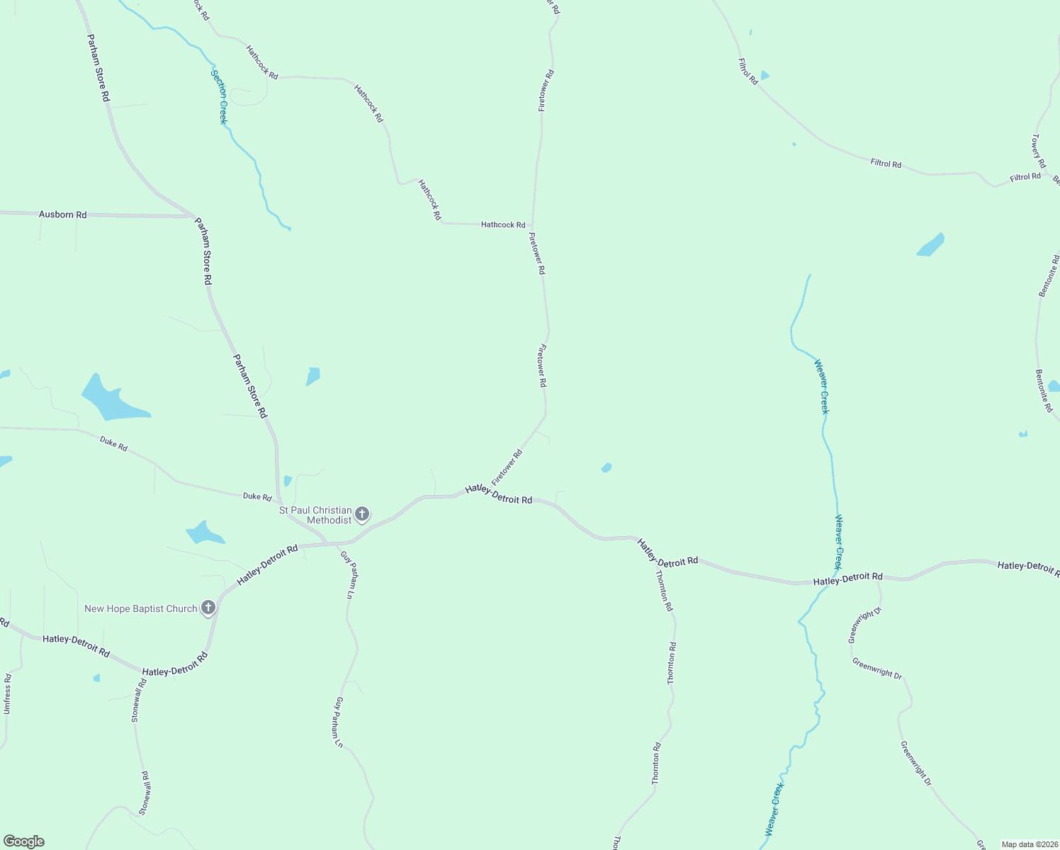 map of restaurants, bars, coffee shops, grocery stores, and more near 60025 Firetower Road in Smithville