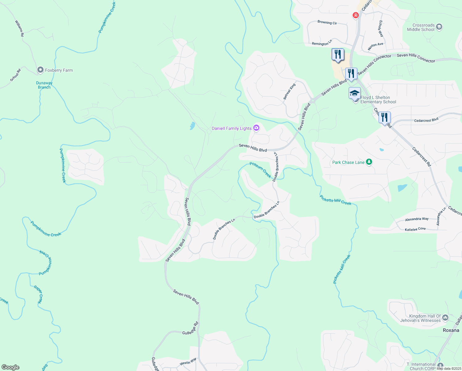 map of restaurants, bars, coffee shops, grocery stores, and more near 439 Cobblestone Trail in Dallas
