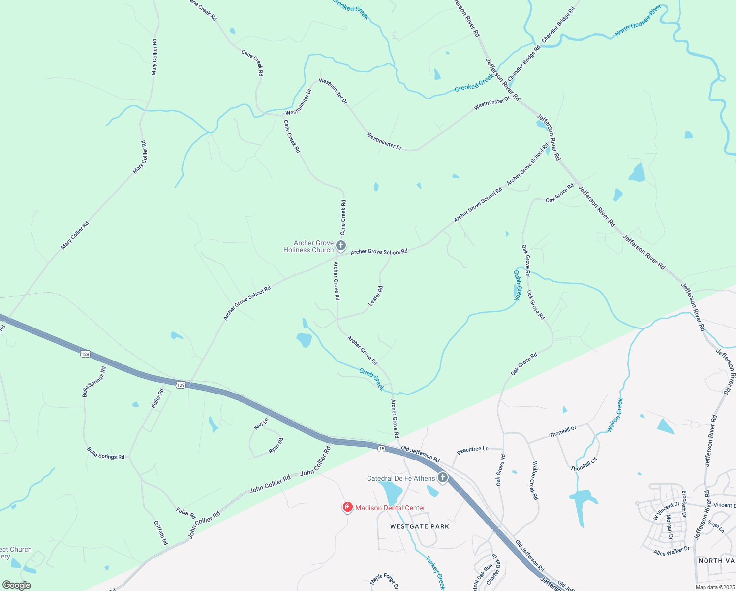map of restaurants, bars, coffee shops, grocery stores, and more near 248 Lester Road in Athens