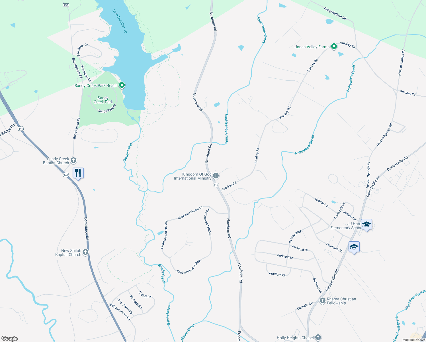 map of restaurants, bars, coffee shops, grocery stores, and more near 303 Paloma Court in Athens