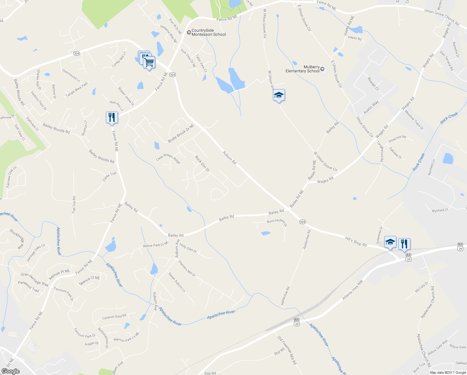 map of restaurants, bars, coffee shops, grocery stores, and more near 916 Tama Hill Court in Auburn