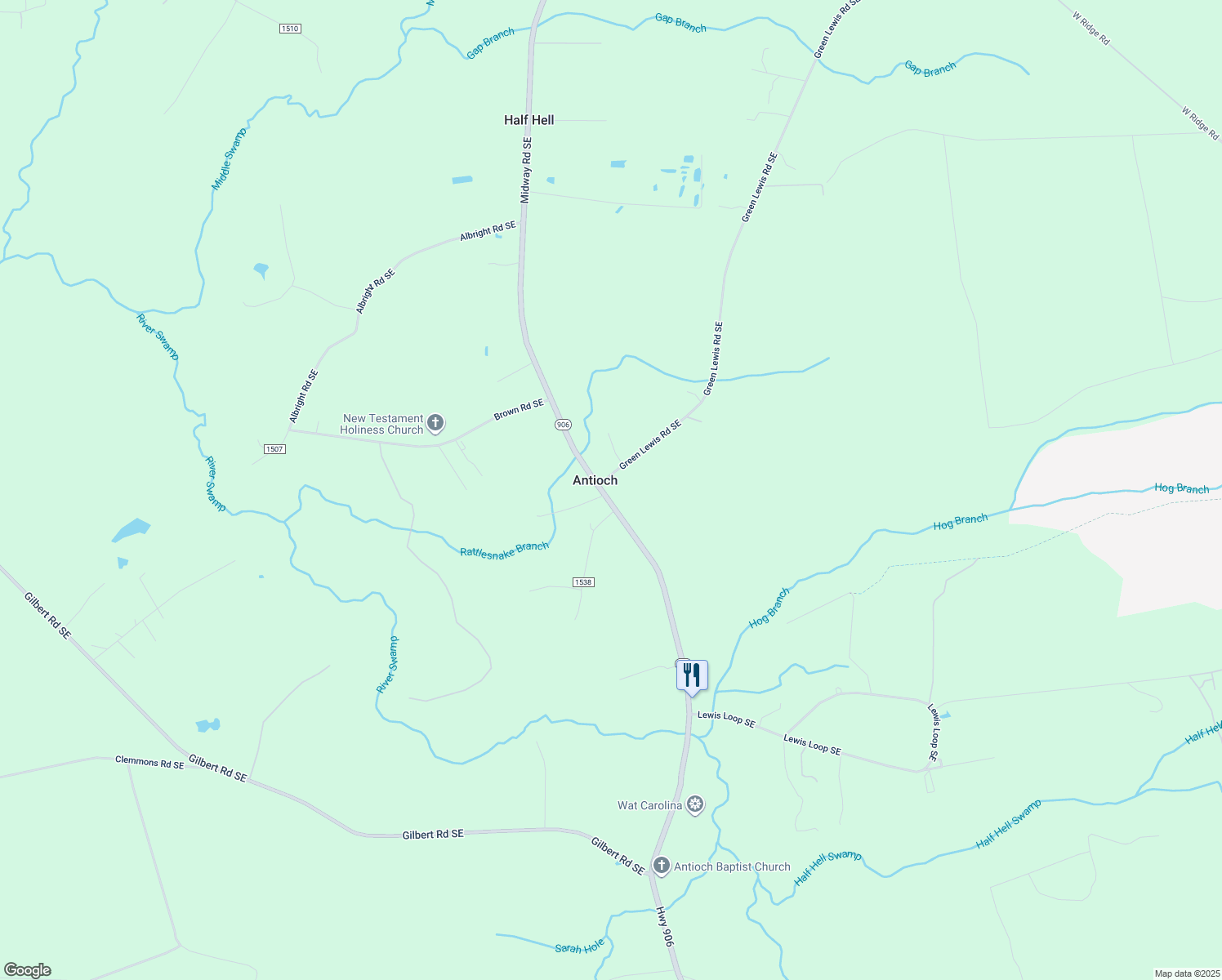 map of restaurants, bars, coffee shops, grocery stores, and more near 1118 Midway Road Southeast in Bolivia