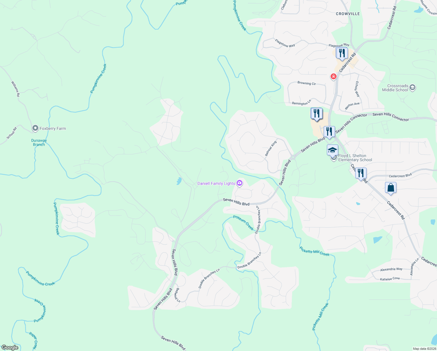 map of restaurants, bars, coffee shops, grocery stores, and more near 355 Treadstone Lane in Dallas