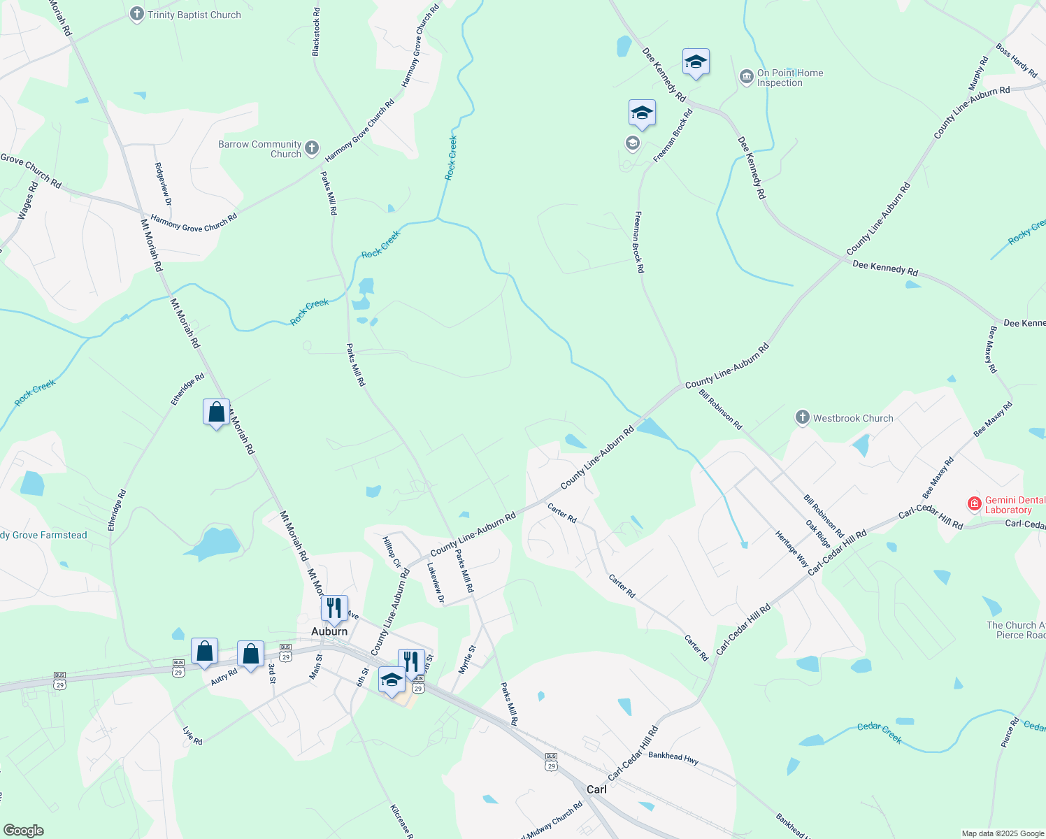 map of restaurants, bars, coffee shops, grocery stores, and more near 324 Heatherwood Drive in Auburn