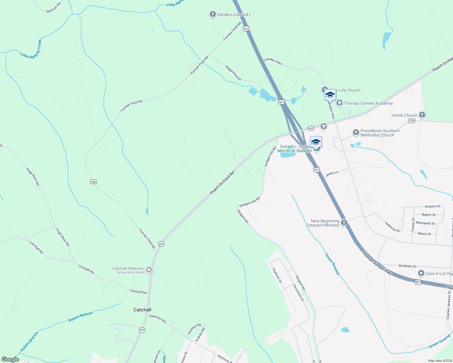 map of restaurants, bars, coffee shops, grocery stores, and more near 3795 Peach Orchard Road in Dalzell