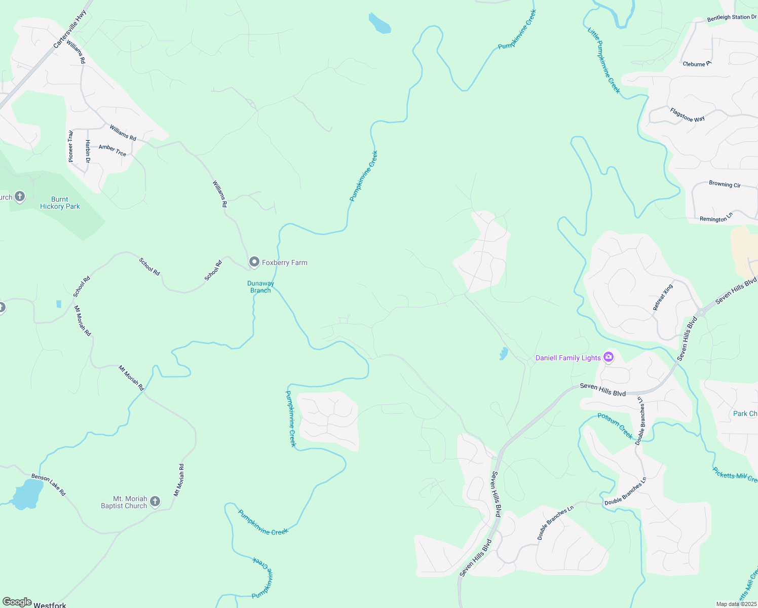 map of restaurants, bars, coffee shops, grocery stores, and more near Mountain Ashe Lane in Paulding County