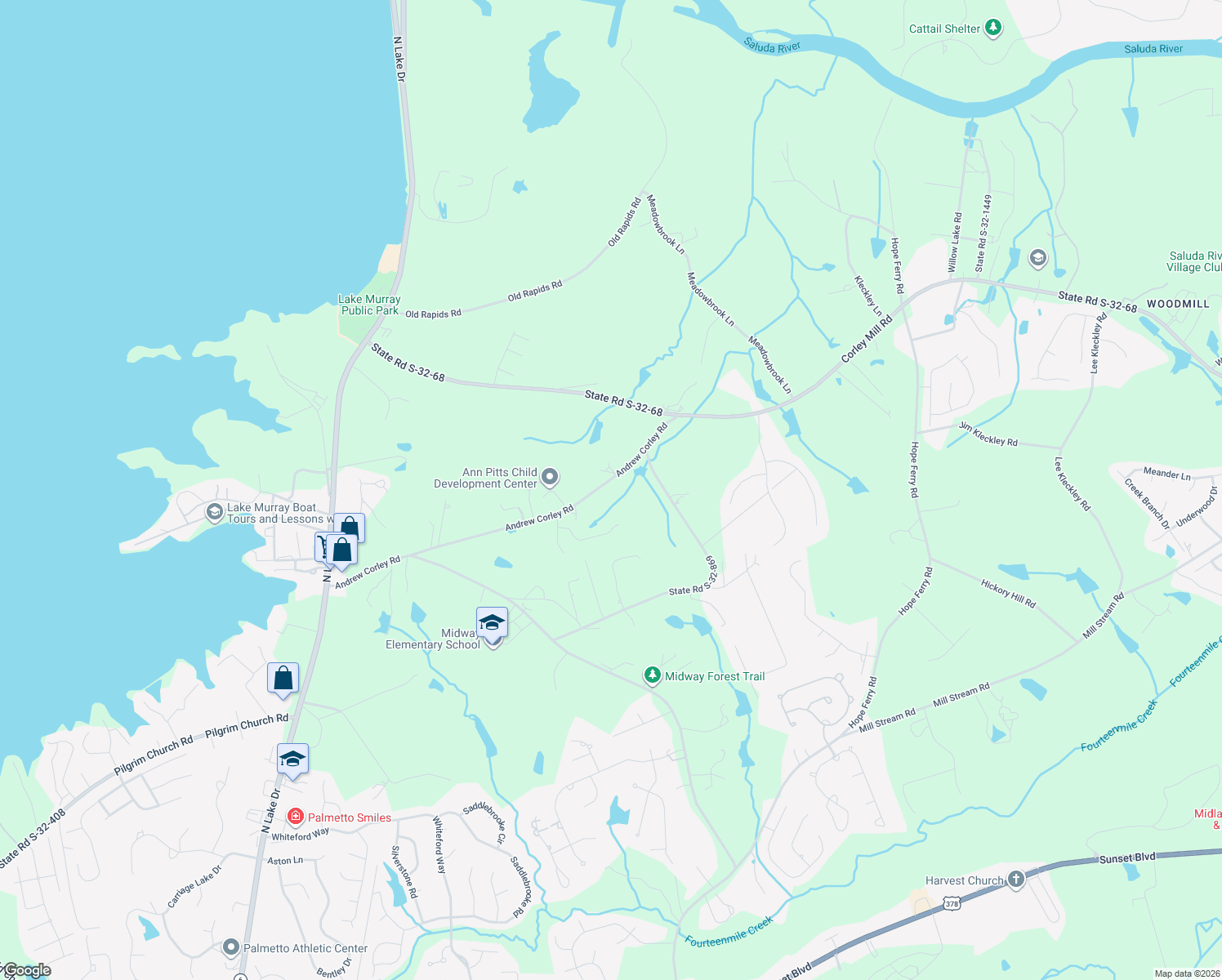 map of restaurants, bars, coffee shops, grocery stores, and more near 343 Andrew Corley Road in Lexington