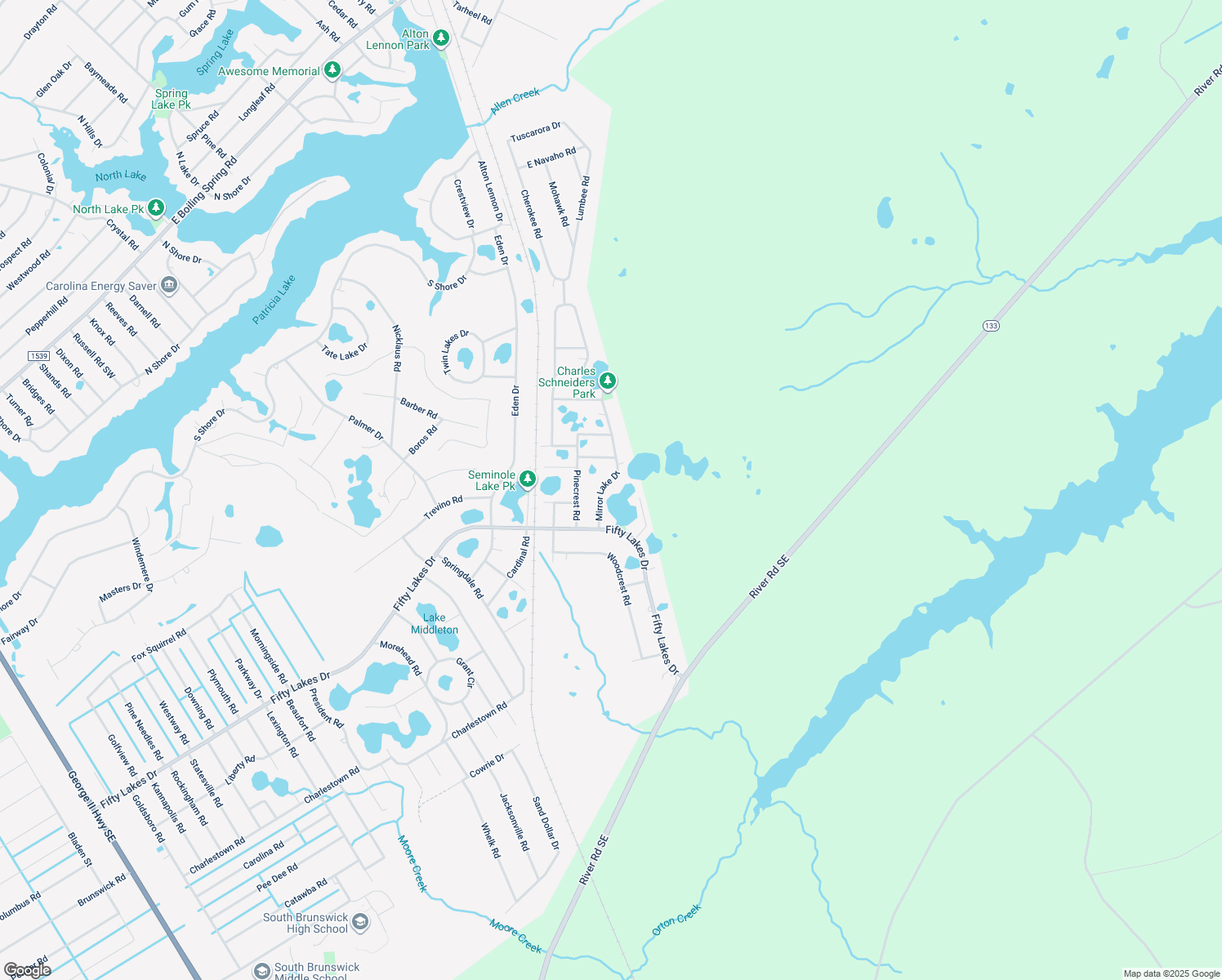 map of restaurants, bars, coffee shops, grocery stores, and more near 1065 Mirror Lake Drive in Southport