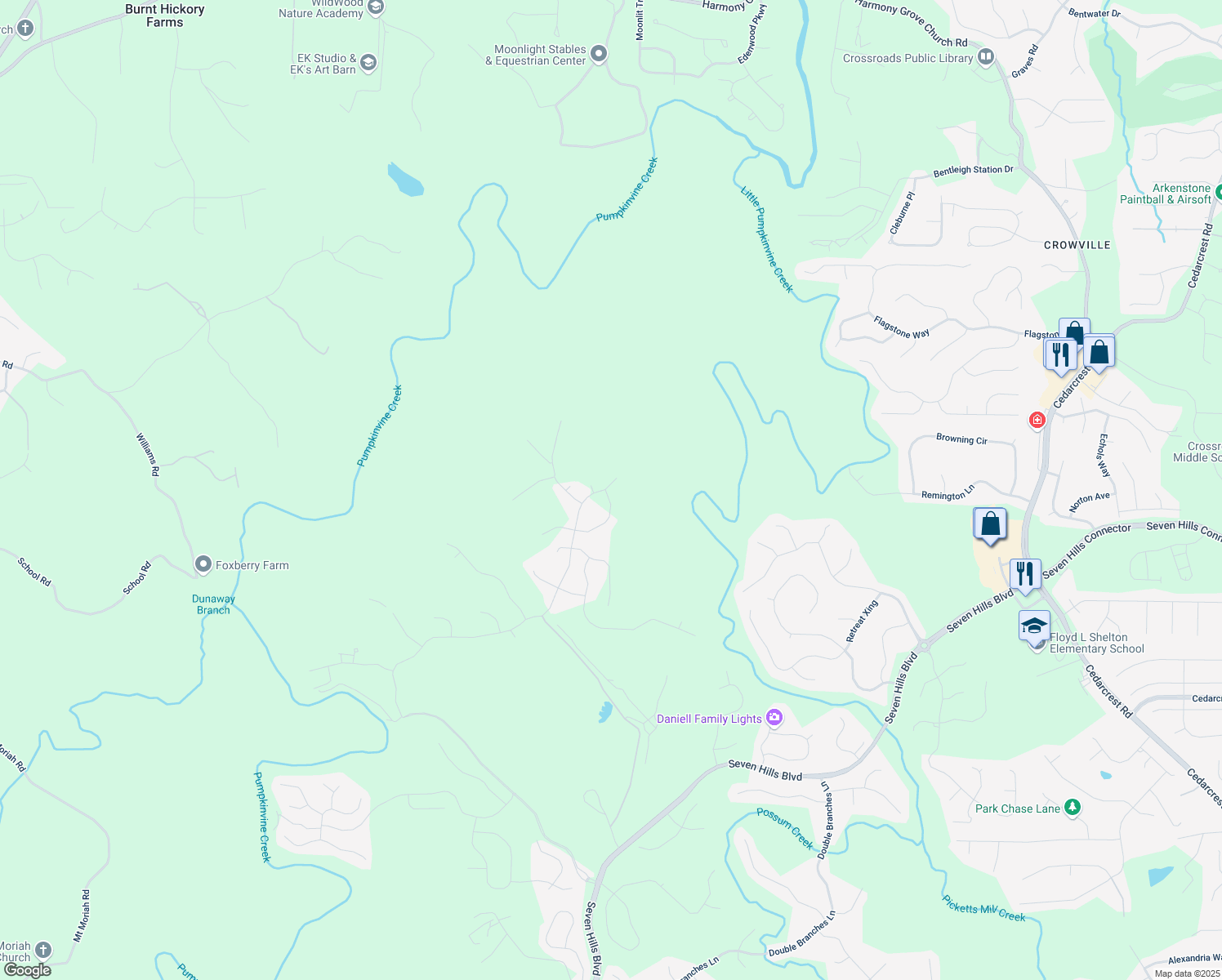 map of restaurants, bars, coffee shops, grocery stores, and more near 200 Woodford Reserve Pass in Dallas