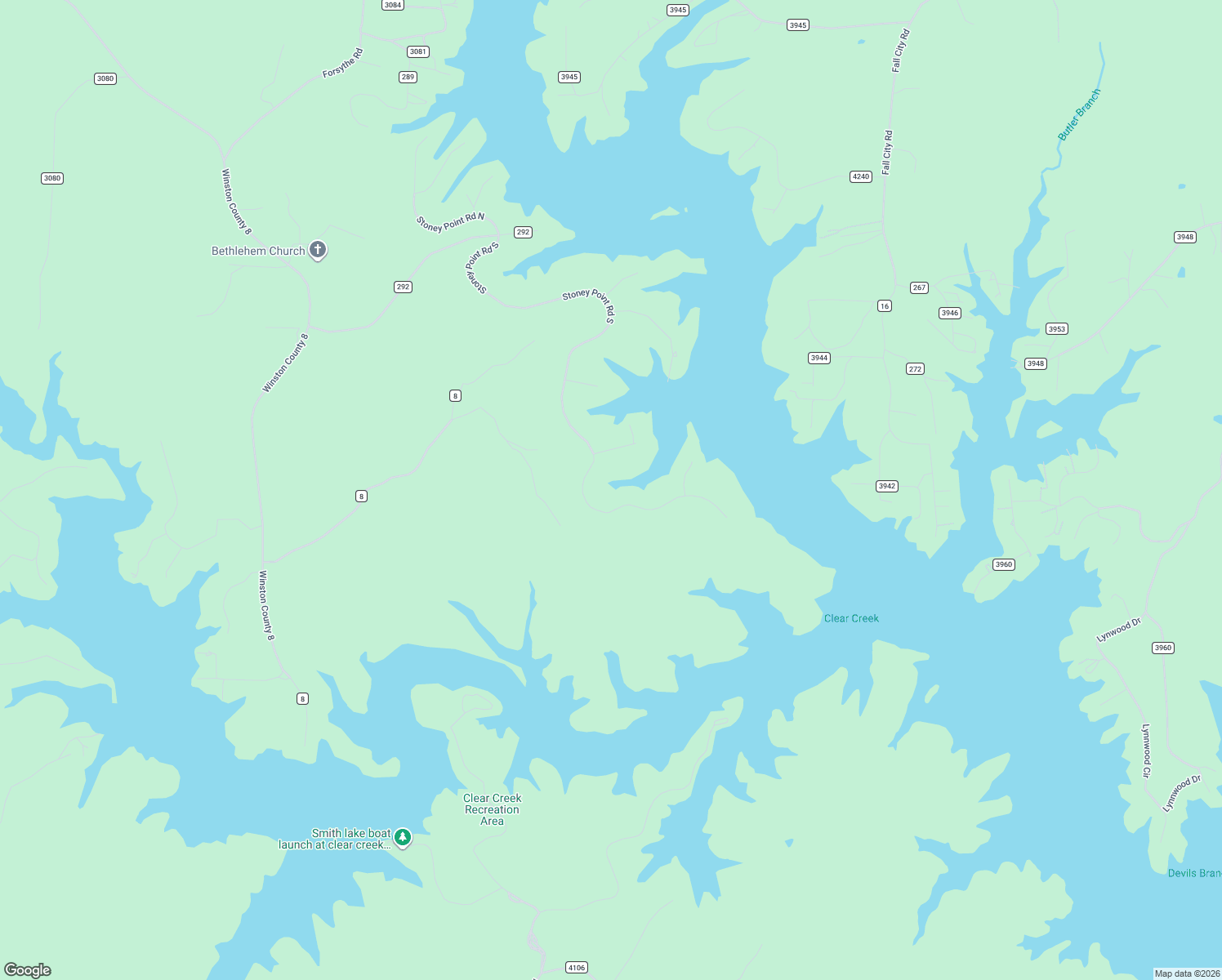 map of restaurants, bars, coffee shops, grocery stores, and more near 1541 Stoney Point Road South in Double Springs