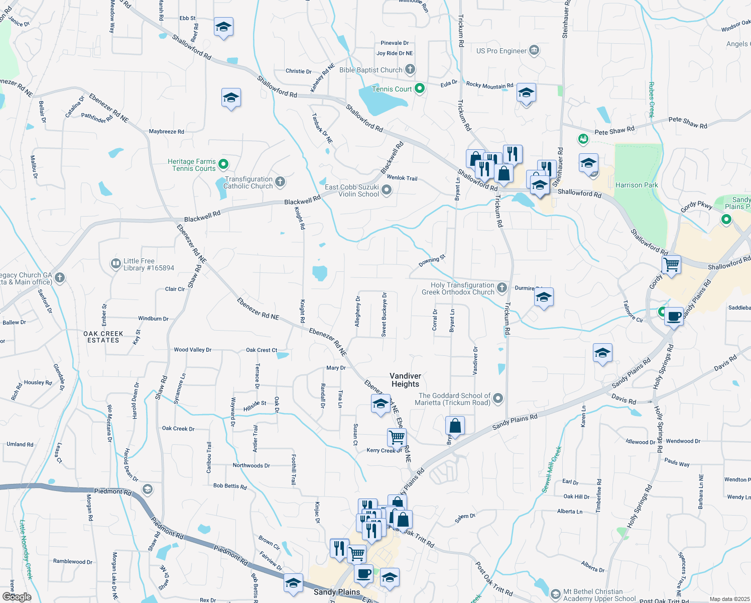 map of restaurants, bars, coffee shops, grocery stores, and more near 3276 Catkin Court in Marietta