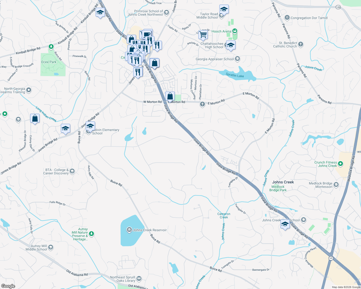 map of restaurants, bars, coffee shops, grocery stores, and more near 4895 Candacraig in Alpharetta