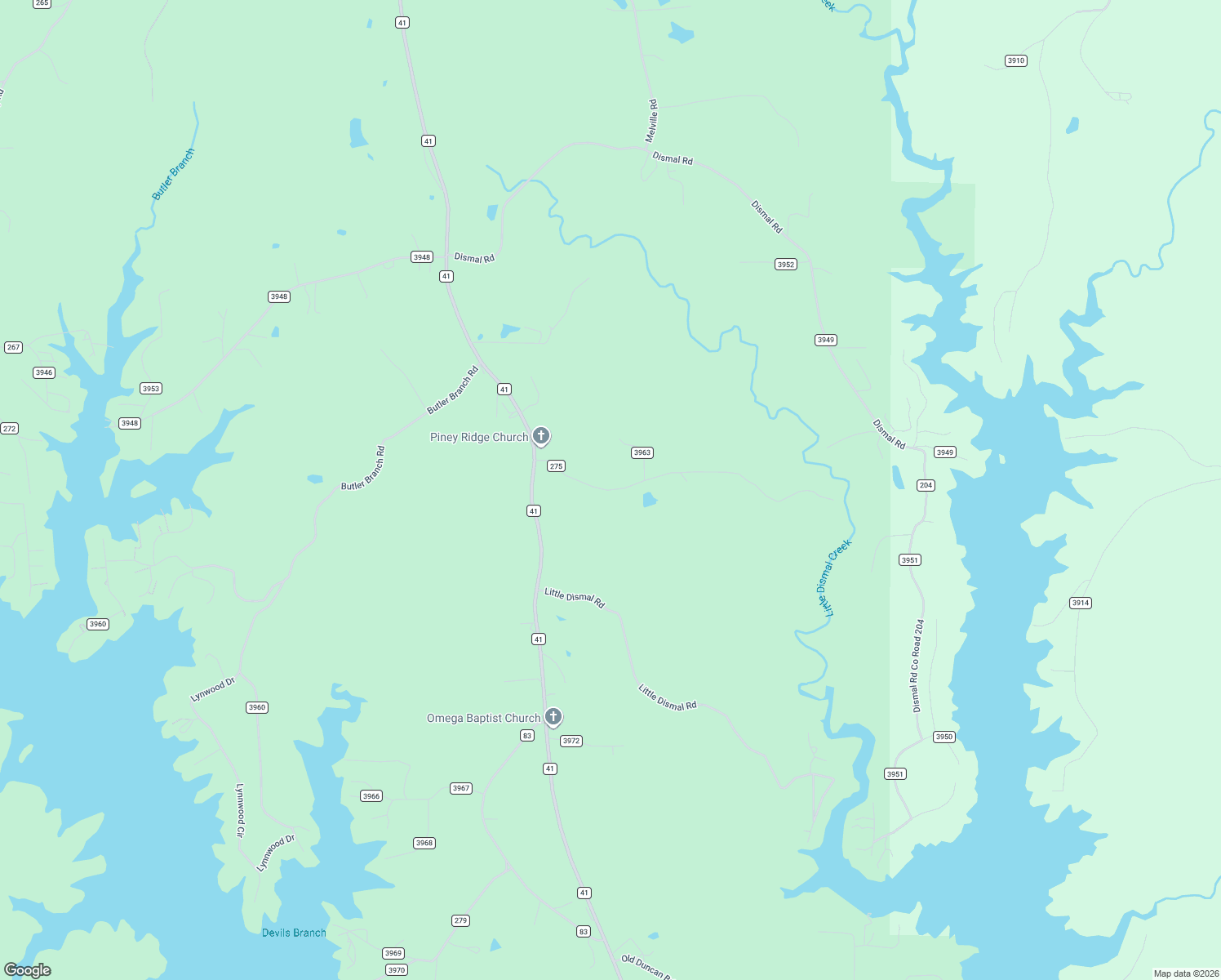 map of restaurants, bars, coffee shops, grocery stores, and more near County Road 275 in Arley