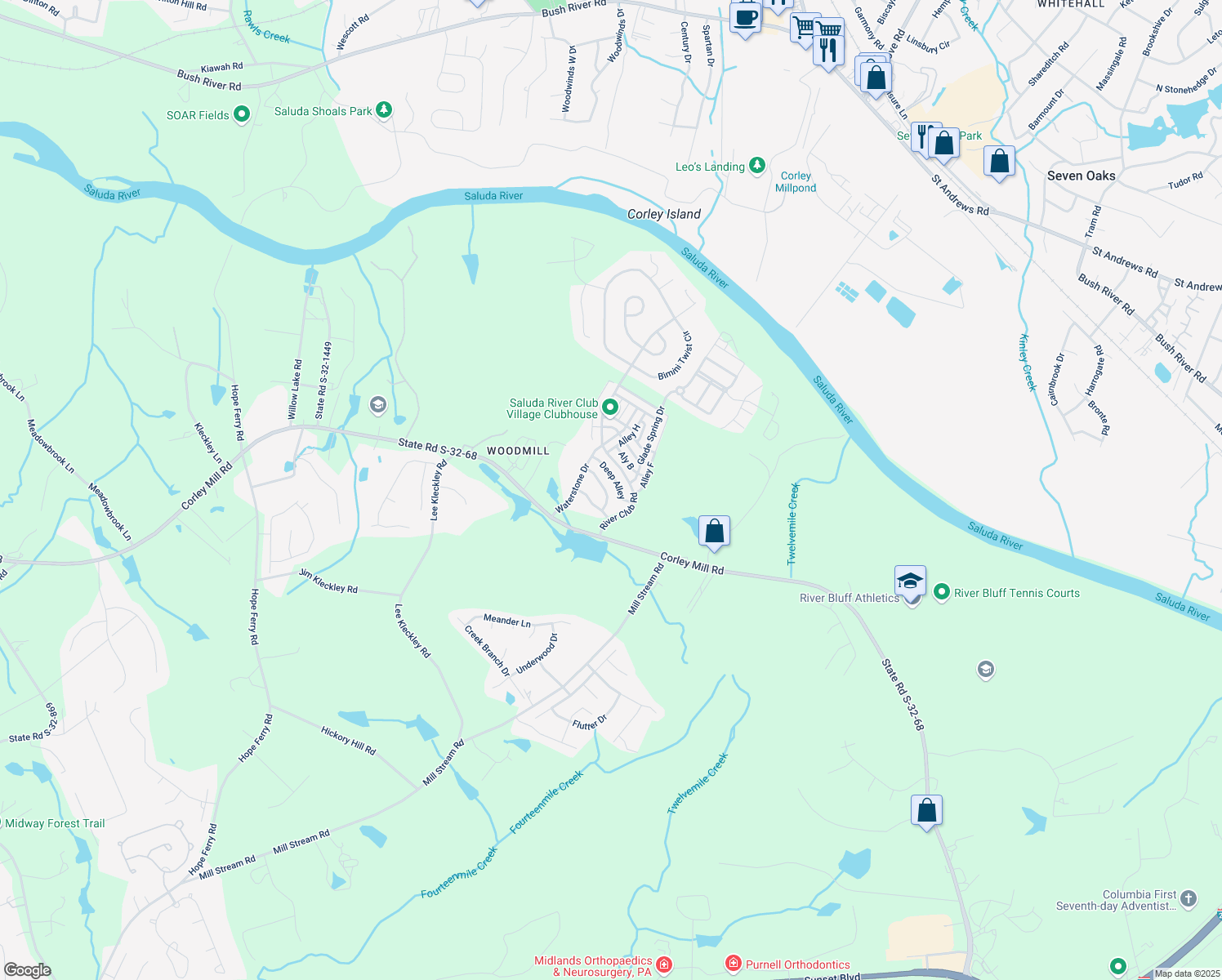 map of restaurants, bars, coffee shops, grocery stores, and more near 137 Travertine Crossing in Lexington