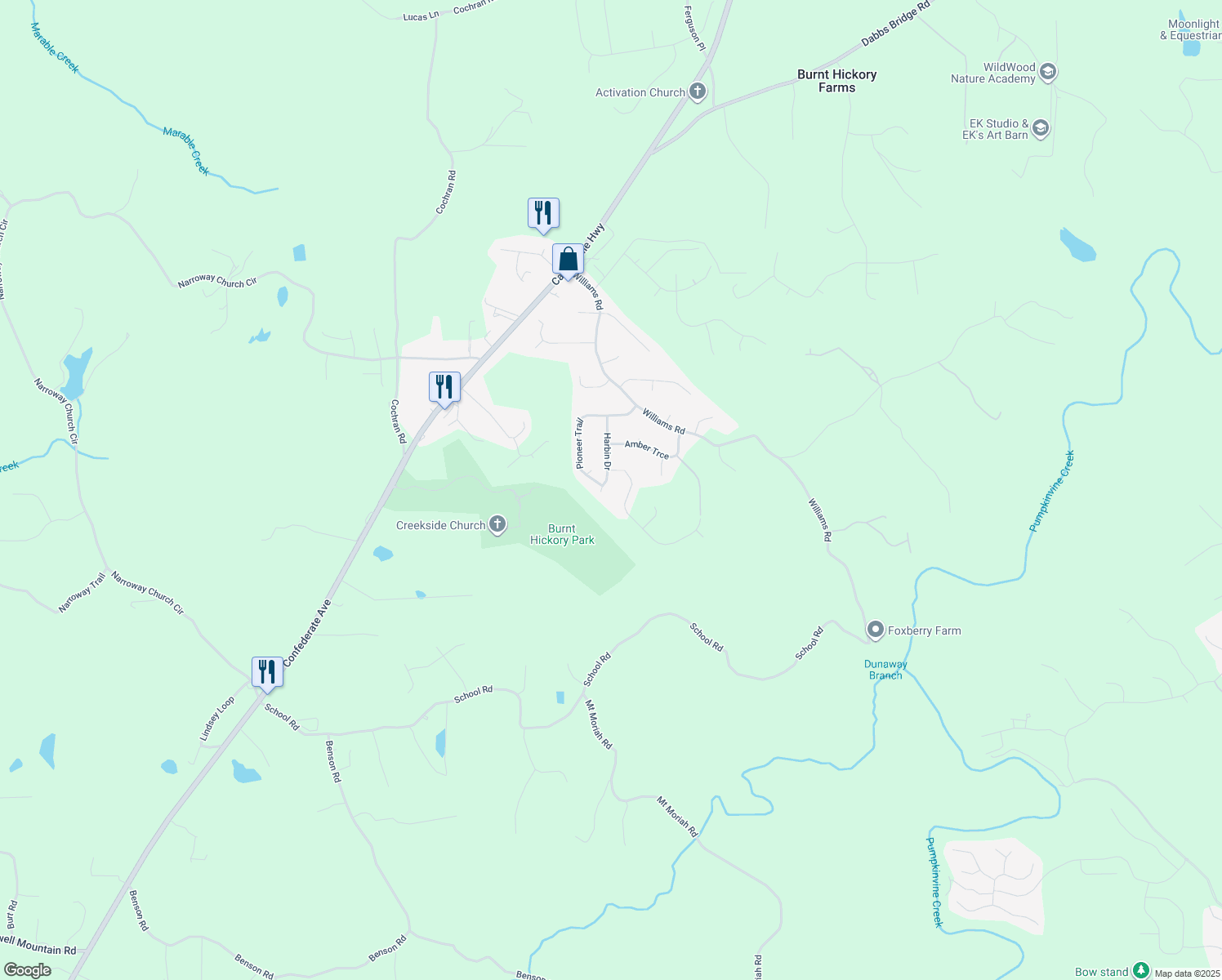 map of restaurants, bars, coffee shops, grocery stores, and more near 233 Harbin Drive in Dallas