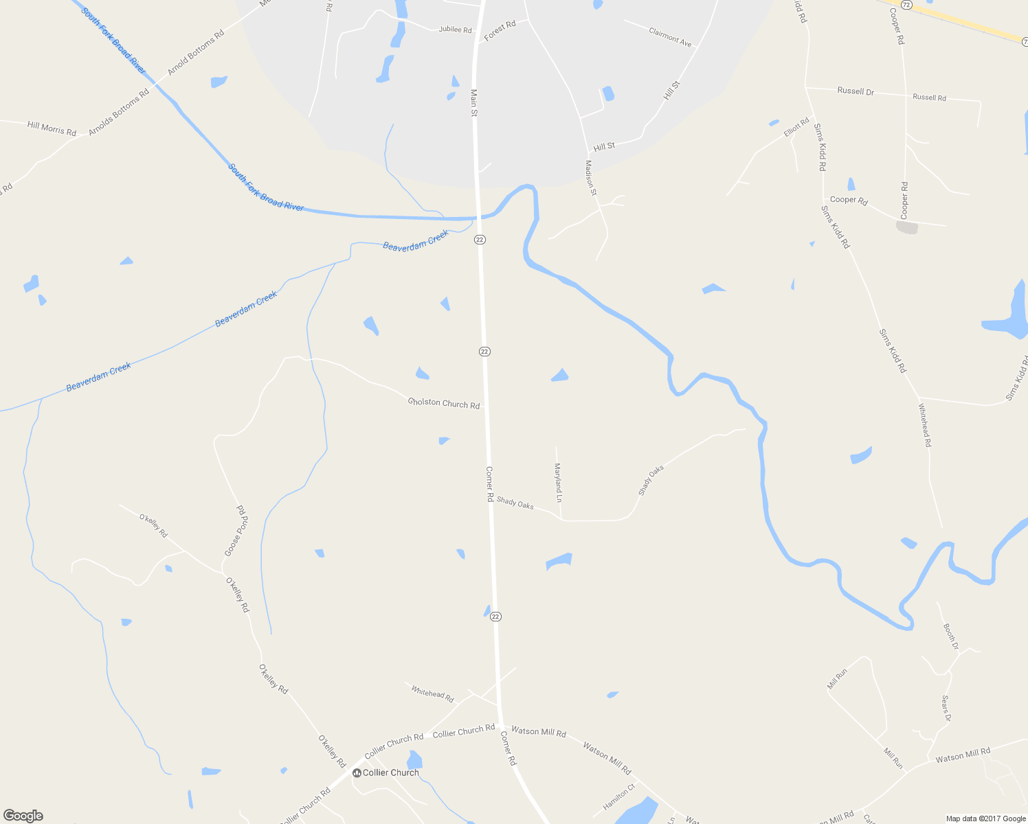 map of restaurants, bars, coffee shops, grocery stores, and more near 2430 Comer Road in Comer