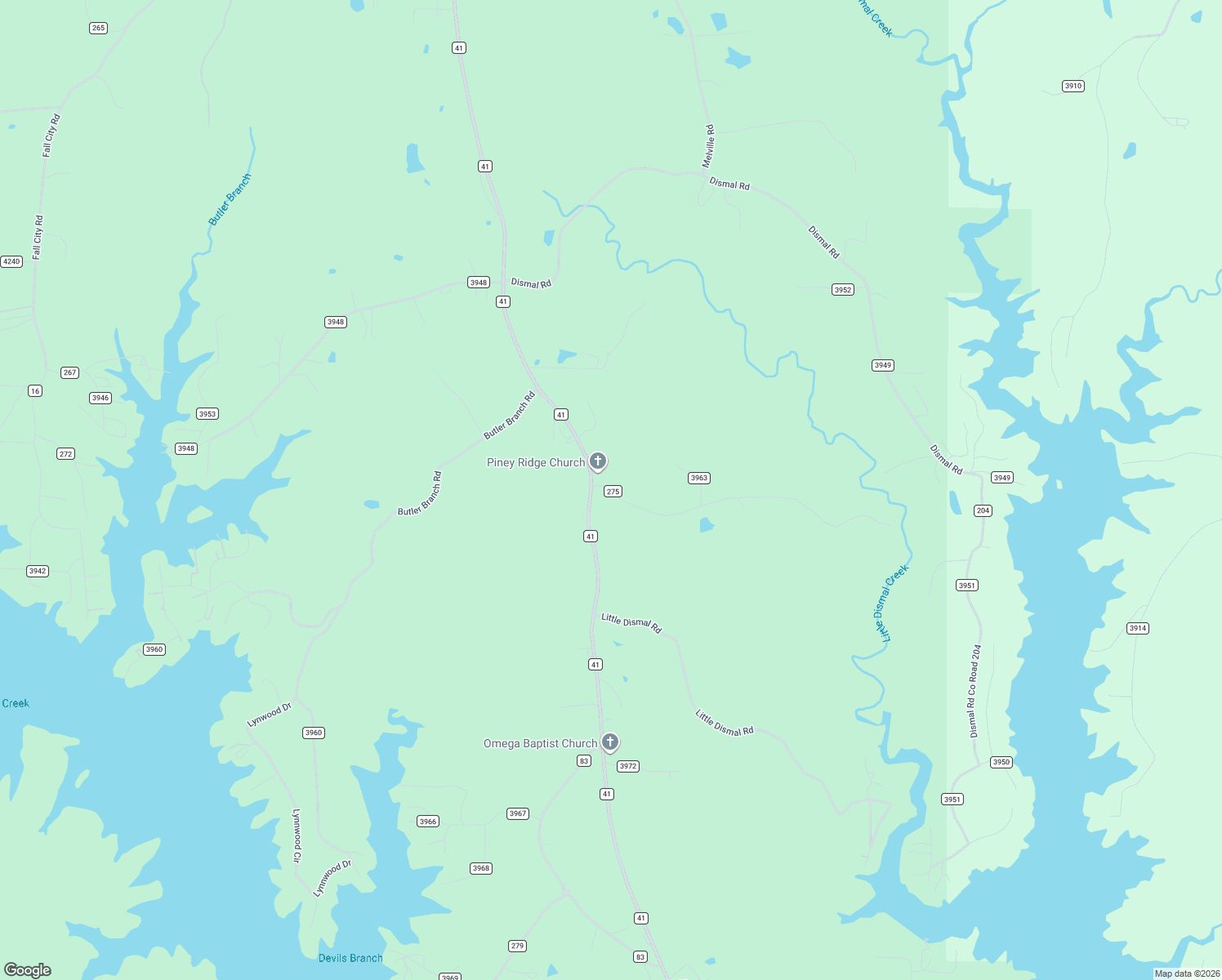 map of restaurants, bars, coffee shops, grocery stores, and more near County Road 275 in Arley