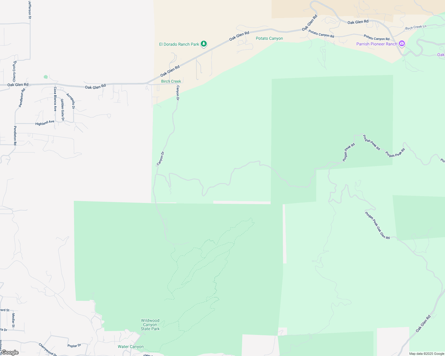 map of restaurants, bars, coffee shops, grocery stores, and more near 37342 Pisgah Peak Road in Yucaipa