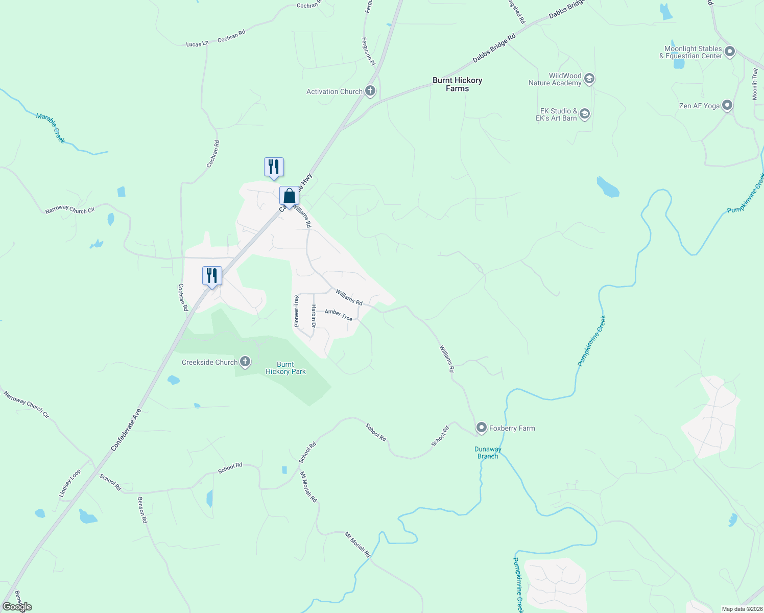 map of restaurants, bars, coffee shops, grocery stores, and more near 809 Williams Road in Dallas