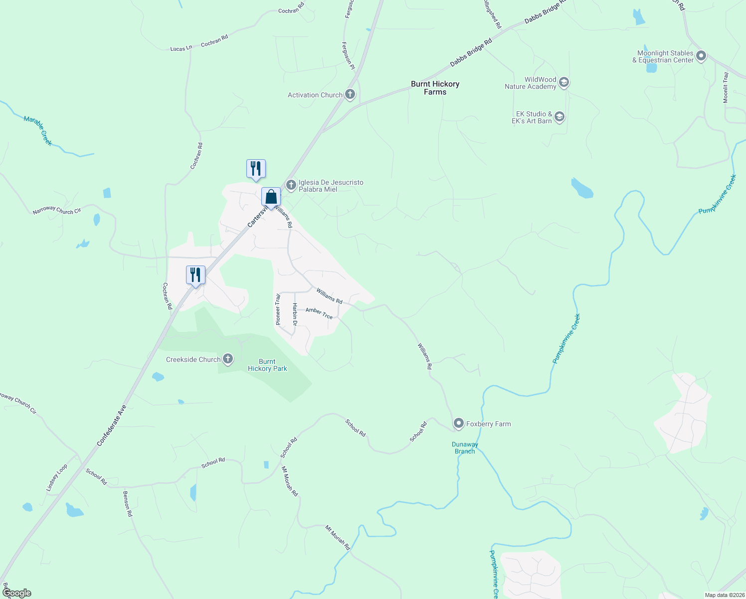 map of restaurants, bars, coffee shops, grocery stores, and more near 809 Williams Road in Dallas