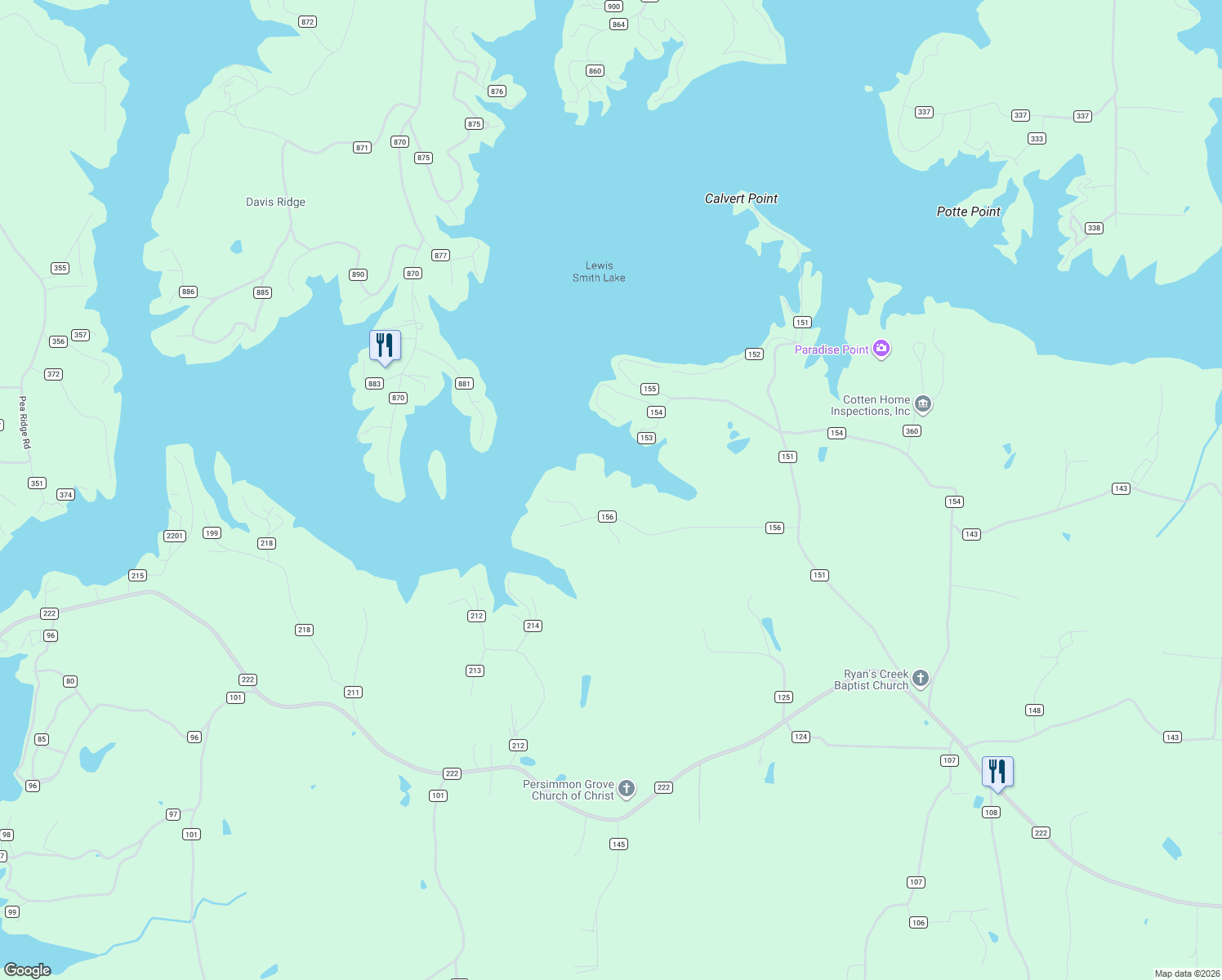 map of restaurants, bars, coffee shops, grocery stores, and more near Eagles Landing in Cullman