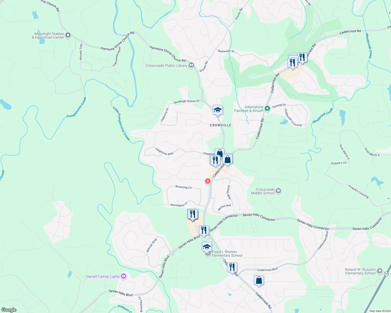 map of restaurants, bars, coffee shops, grocery stores, and more near 90 Lincolnwood Ln in Acworth