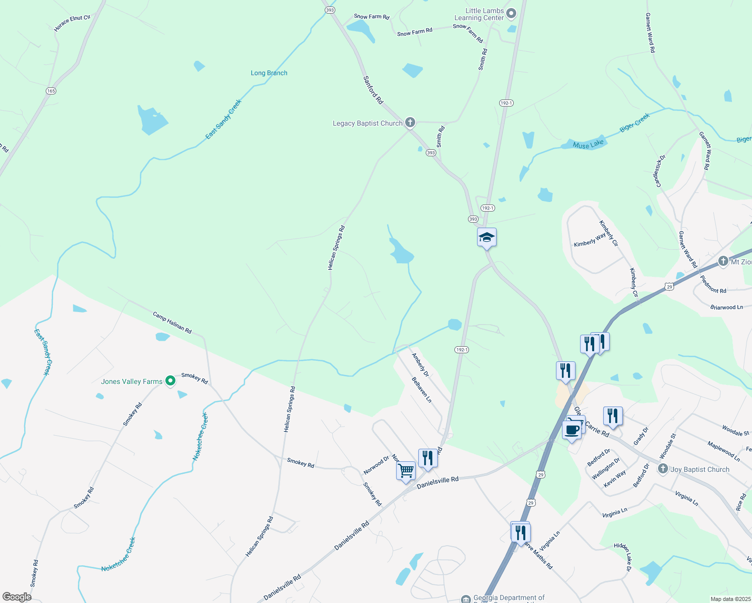 map of restaurants, bars, coffee shops, grocery stores, and more near 339 Fox Trail in Athens
