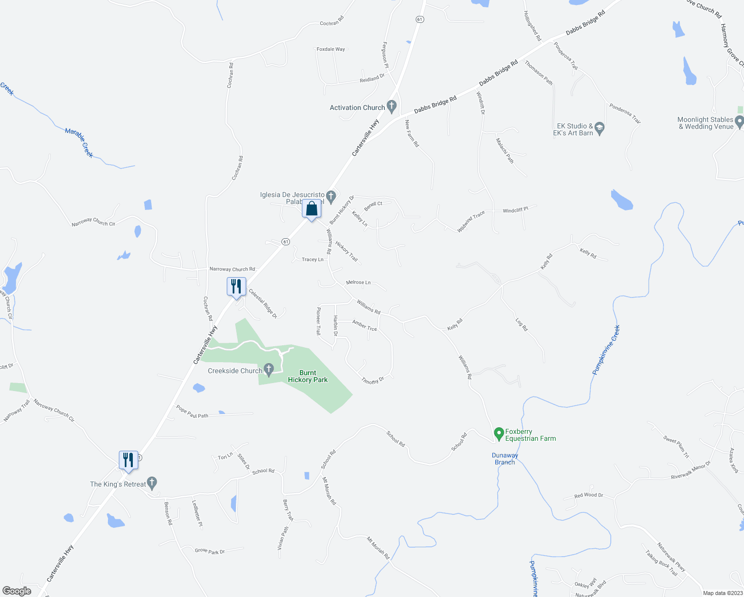 map of restaurants, bars, coffee shops, grocery stores, and more near 33 Candace Court in Dallas