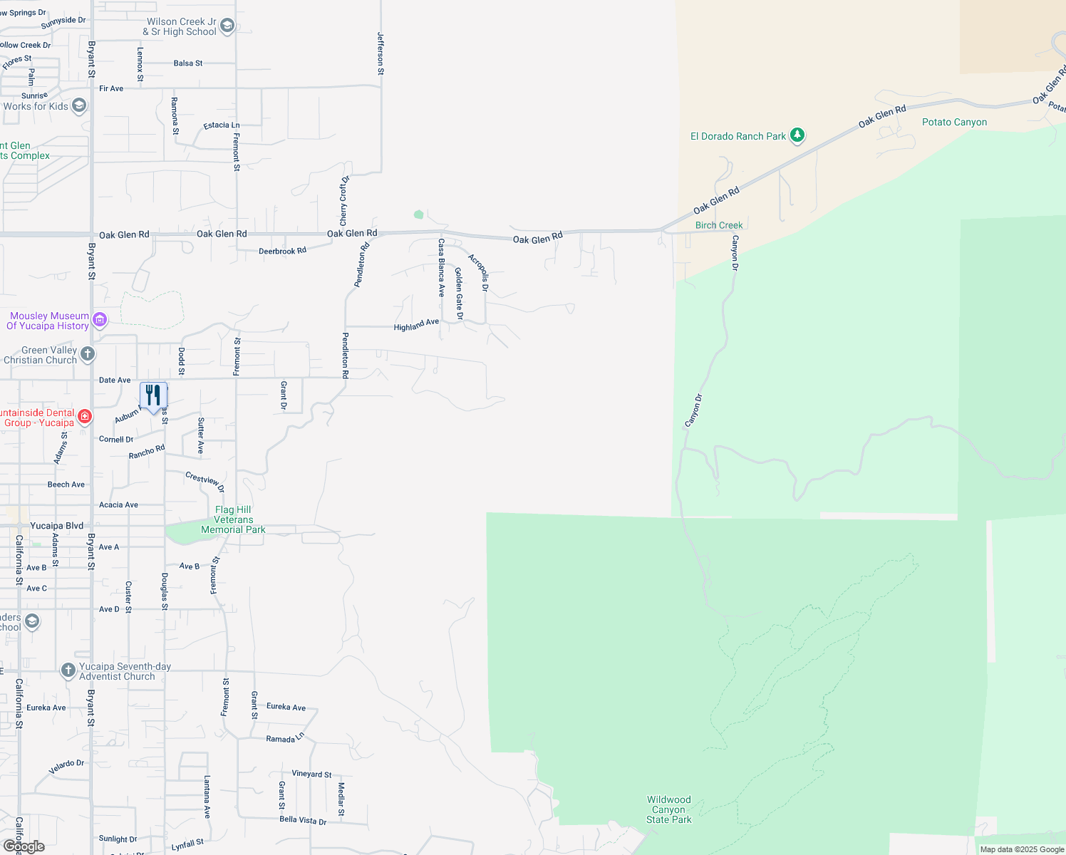 map of restaurants, bars, coffee shops, grocery stores, and more near 36700-36778,36701-36779 Lupine Trail in Yucaipa