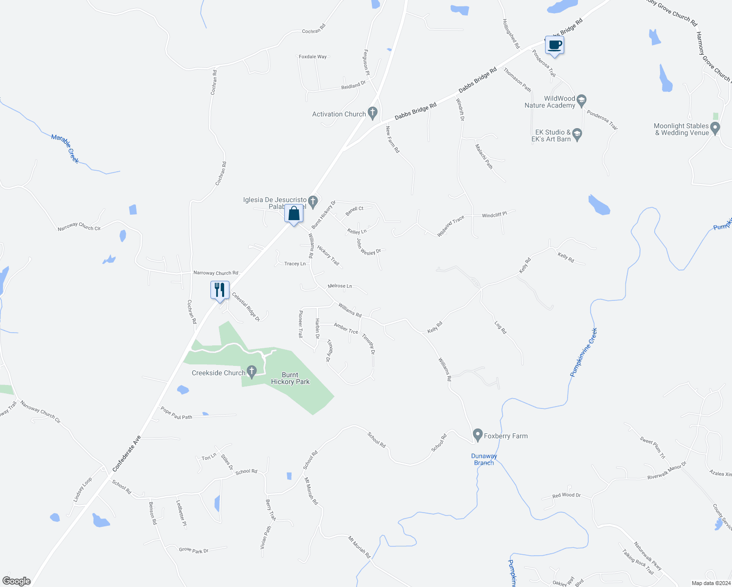 map of restaurants, bars, coffee shops, grocery stores, and more near 238 Nellrose Lane in Dallas