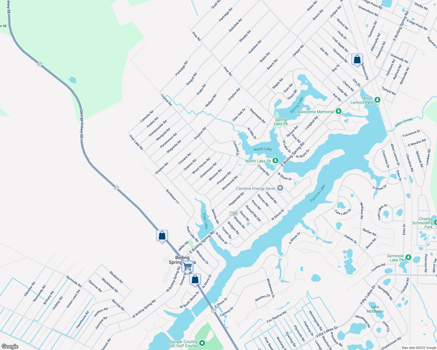 map of restaurants, bars, coffee shops, grocery stores, and more near 540 Mission Road in Southport