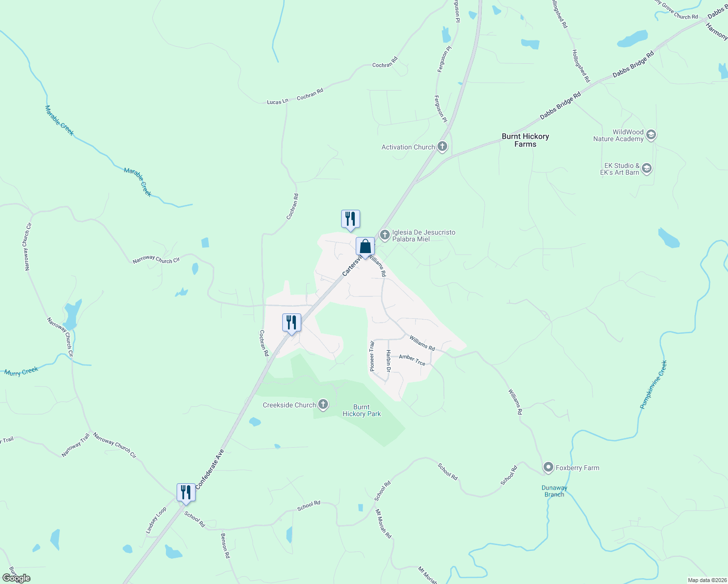 map of restaurants, bars, coffee shops, grocery stores, and more near 84 Tracey Lane in Dallas