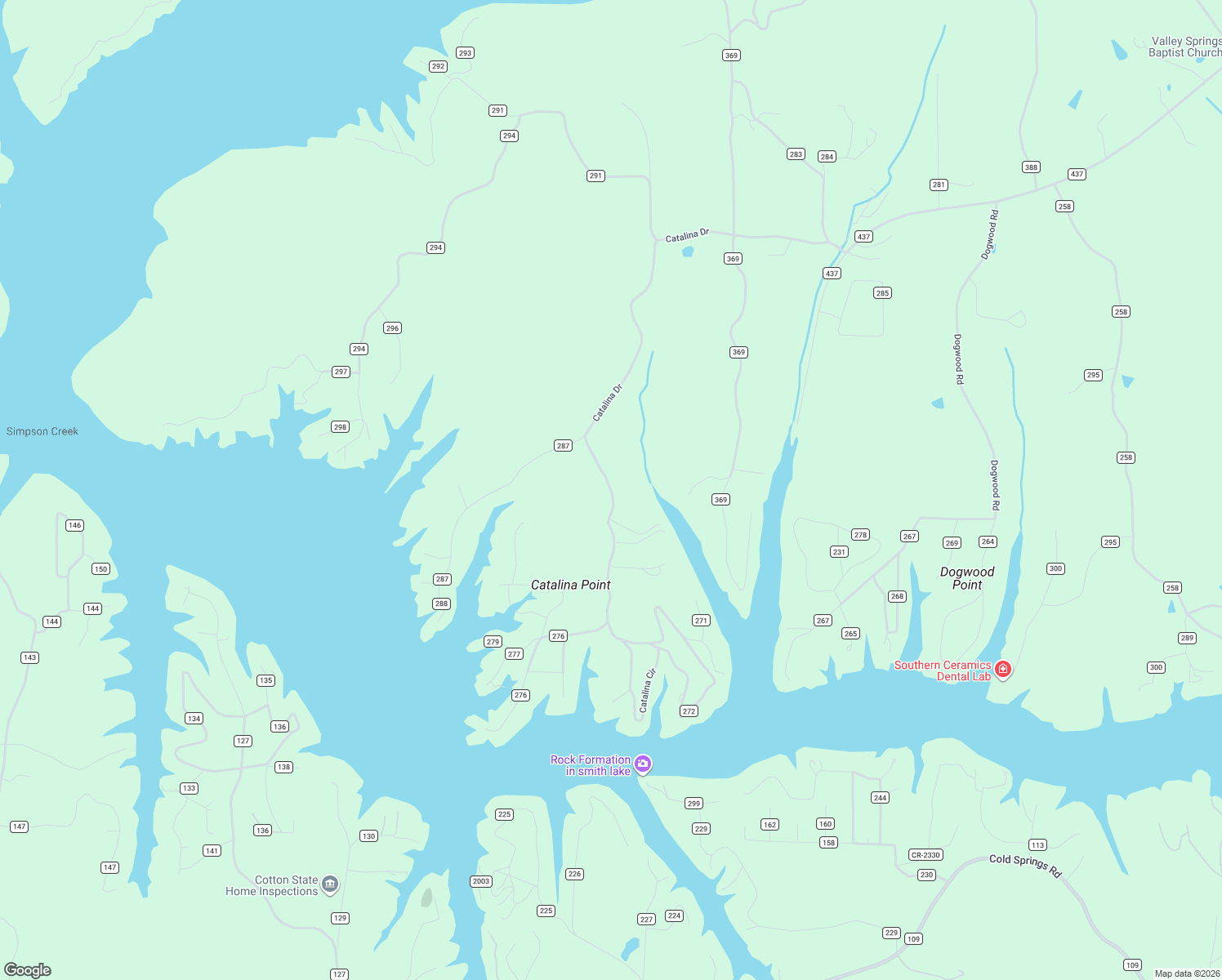 map of restaurants, bars, coffee shops, grocery stores, and more near County Road 282 in Cullman County