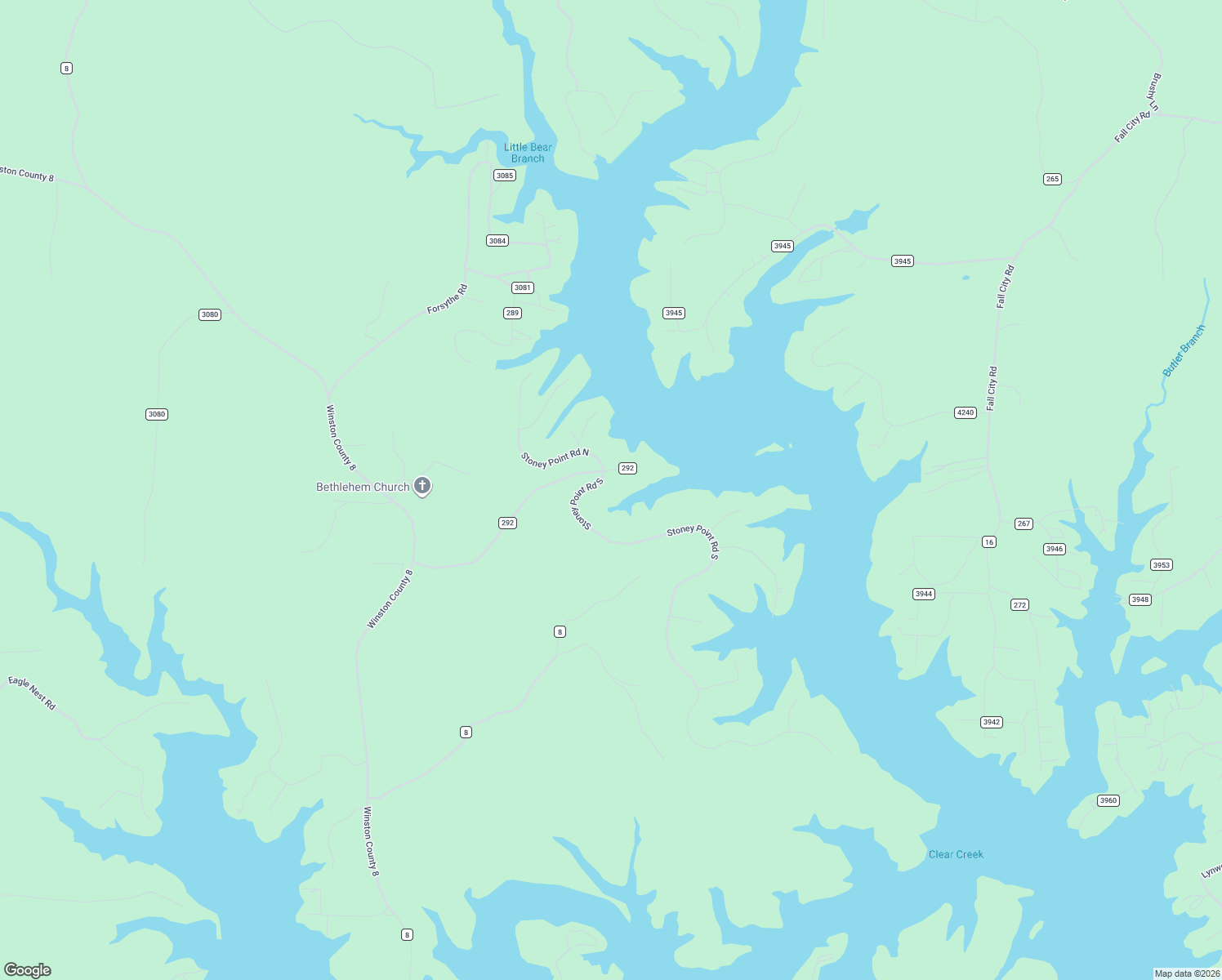 map of restaurants, bars, coffee shops, grocery stores, and more near Stoney Point Road South in Double Springs
