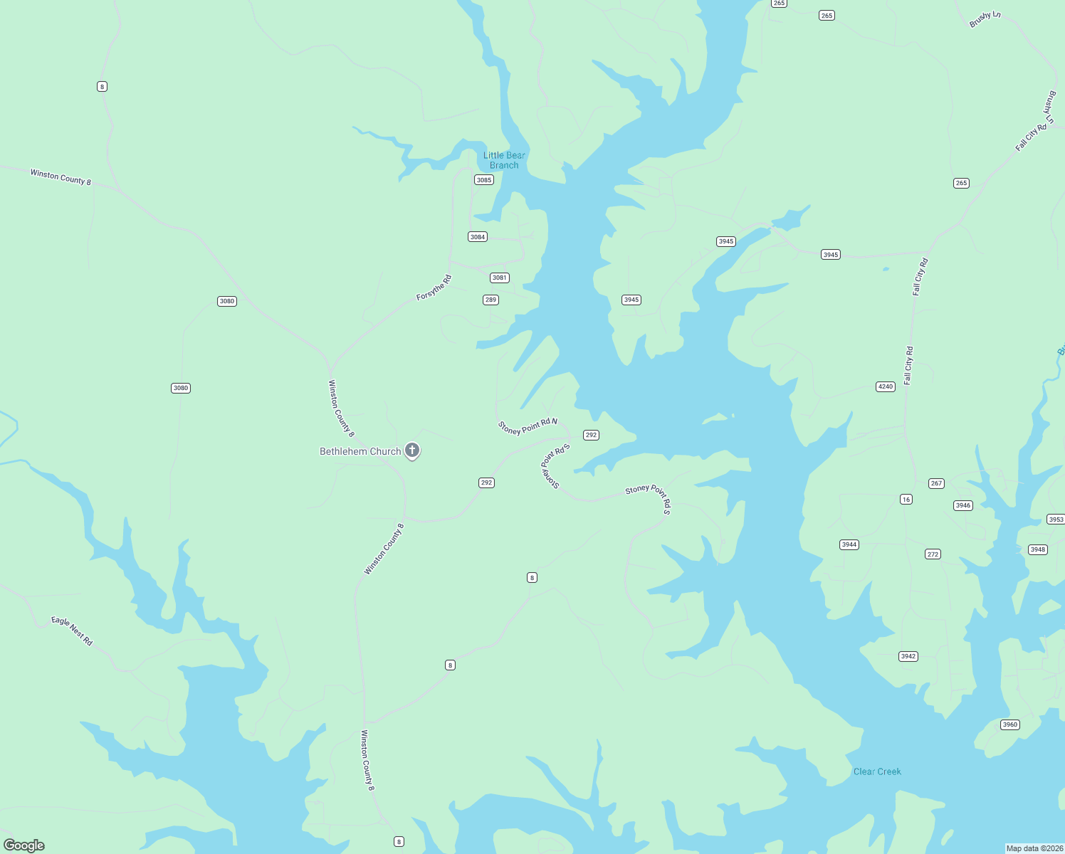 map of restaurants, bars, coffee shops, grocery stores, and more near Stoney Point Road North in Double Springs